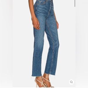 GRLFRND Cassidy Mid Rise Straight Jeans Raw Hem Capsule Wardrobe Quiet L…